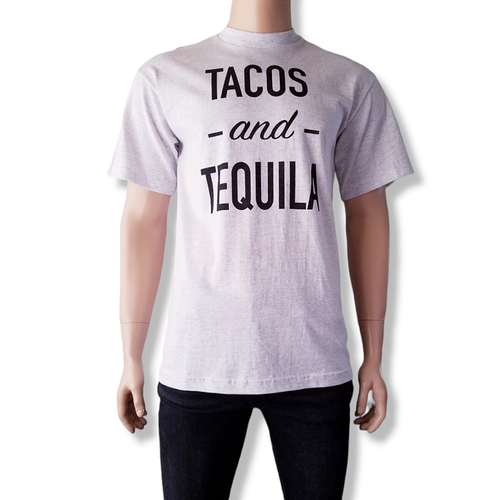 "Tacos and Tequila" Light Gray Graphic T-Shirt by Coastal Industries